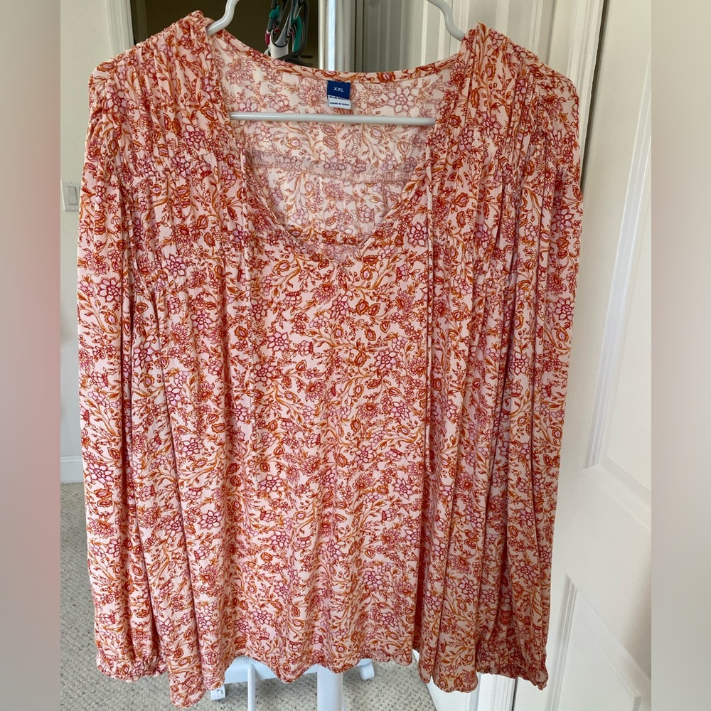 Old Navy orange and White Floral Blouse